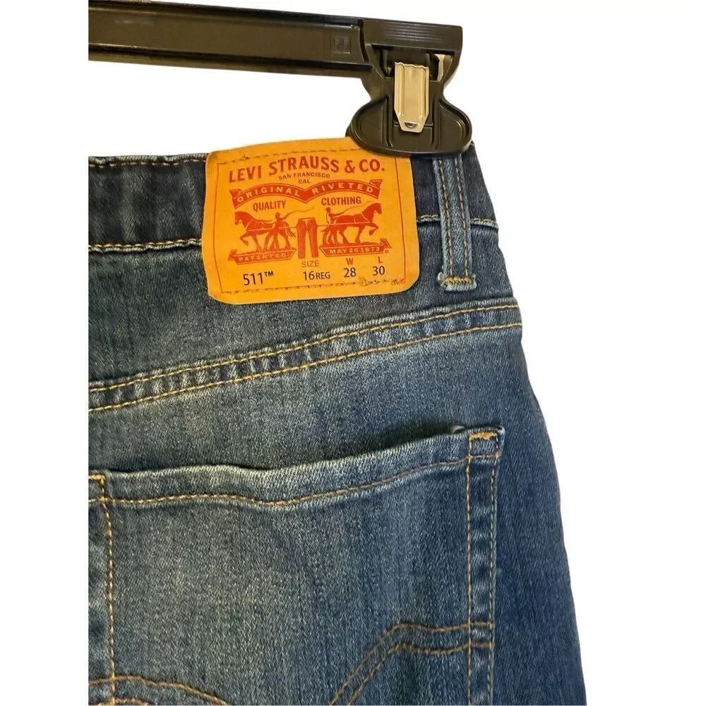Levi’s Boys 511 Jeans Adjustable Waist Size 16R 28/30